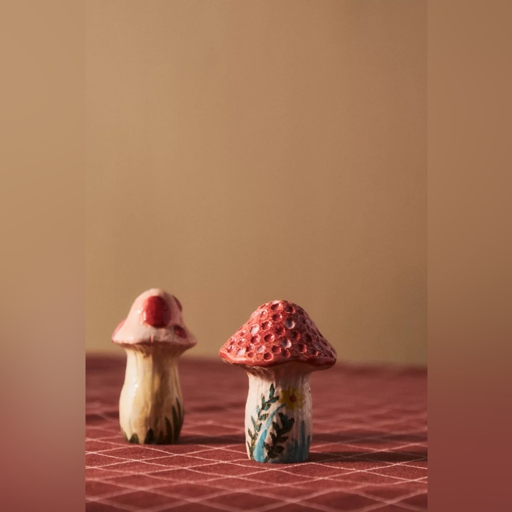 Nathalie Lete Salt & Pepper Shakers, Mushroom, NIB